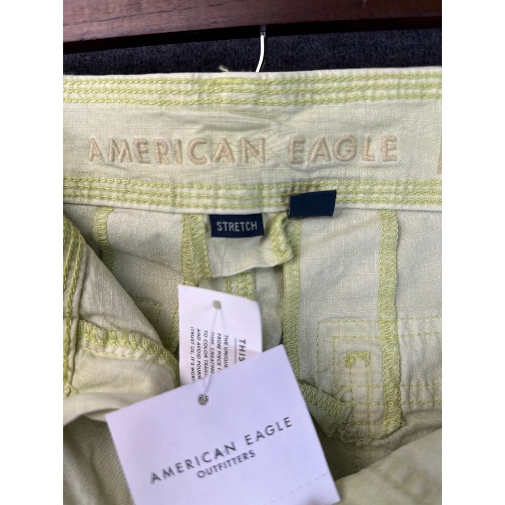 NWT American Eagle Baggy Jogger Womens 12 Lime Green Cargo High Rise Stretch - Picture 14 of 15